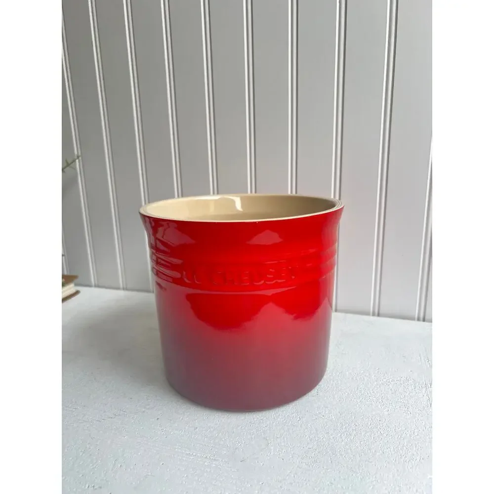 Le Creuset Stoneware Crock Utensil Holder Ombre Red | Kitchen Counter Decor